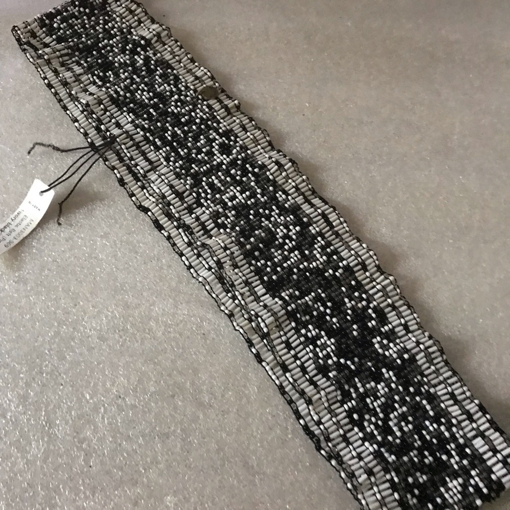 Beaded Black and White Wide belt